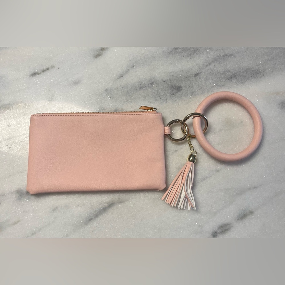 Pink Wristlet Clutch with Tassel